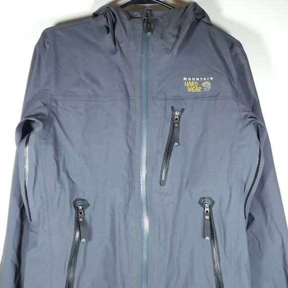Mountain Hardwear Men's GTX Small Gray Lightweight Hooded Full-Zip Rain Jacket - Picture 2 of 16